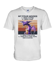 My Four Moods I Need Coffee V-Neck T-Shirt tile