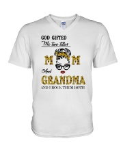 God Gifted Me Two Titles Mom And Grandma V-Neck T-Shirt tile