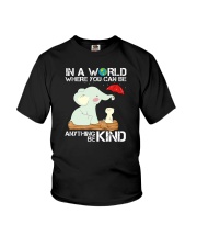 In A World Where You Can Be Anything Be Kind Elephant Youth T-Shirt tile