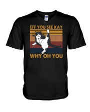 Eff You See Kay Cat V-Neck T-Shirt tile