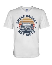 Smoke Brisket Not Meth V-Neck T-Shirt tile