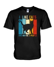 I Like Cats And Maybe 3 People V-Neck T-Shirt tile