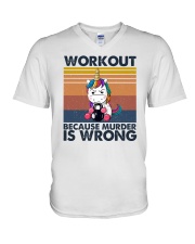 Workout Because Murder Is Wrong V-Neck T-Shirt tile