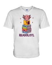Readolotl Axolotl Reading Book V-Neck T-Shirt tile
