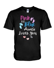 Pink Or Blue Auntie Loves You V-Neck T-Shirt tile