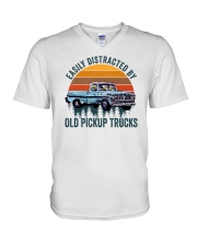 Easily Distracted By Old Pickup Trucks V-Neck T-Shirt tile