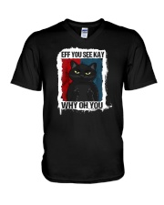 Eff You See Kay Why Oh You Black Cat V-Neck T-Shirt tile