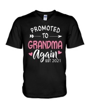 Promoted To Grandma Again Est 2021 V-Neck T-Shirt tile