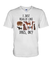 I Just Really Like Dogs, Ok V-Neck T-Shirt tile