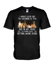 I Might Look Like I'm Listening To You Dogs V-Neck T-Shirt tile