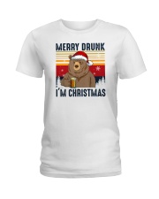 Merry Drunk I'm Christmas Bear Beer Ladies T-Shirt tile
