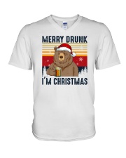 Merry Drunk I'm Christmas Bear Beer V-Neck T-Shirt tile