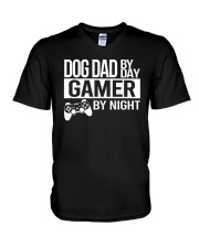 Dog Dad By Day Gamer By Night V-Neck T-Shirt tile