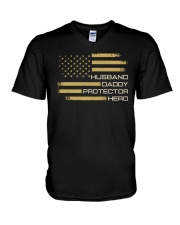 Husband Daddy Protector Hero V-Neck T-Shirt tile