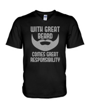 With Great Beard Comes Great Responsibility V-Neck T-Shirt tile