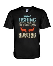 Fishing Solves Most Of My Problems Hunting Solves The Rest V-Neck T-Shirt tile