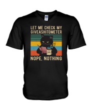 Let Me Check My Giveashitometer Cat V-Neck T-Shirt tile