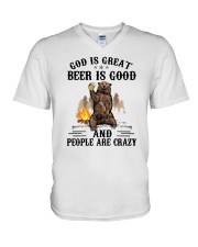 God Is Great Beer Is Good And People Are Crazy V-Neck T-Shirt tile