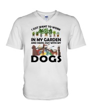I Just Want To Work In My Garden Dogs V-Neck T-Shirt tile