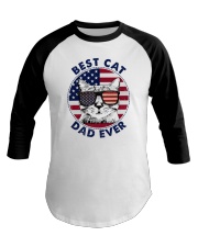 Best Cat Dad Ever Flag Baseball Tee tile