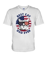 Best Cat Dad Ever Flag V-Neck T-Shirt tile