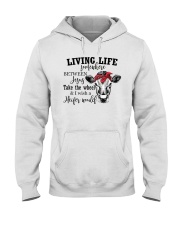 Living Live Somewhere Between Jesus Heifer Hooded Sweatshirt tile