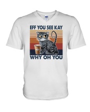 Eff You See Kay Cat V-Neck T-Shirt tile
