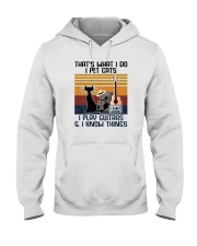 I Pet Cats I Play Guitar And I Know Things Hooded Sweatshirt tile