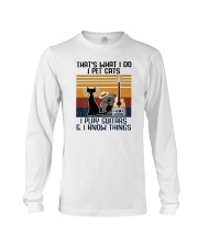 I Pet Cats I Play Guitar And I Know Things Long Sleeve Tee tile