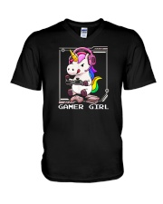 Gamer Girl Unicorn V-Neck T-Shirt tile