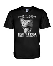 A Dog Is The Only Thing Pitbull V-Neck T-Shirt tile