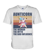 Aunticorn The Woman The Myth The Legend V-Neck T-Shirt tile