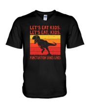 Let's Eat Kids Punctuation Saves Lives V-Neck T-Shirt tile