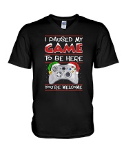 I Paused My Game To Be Here Chirstmas V-Neck T-Shirt tile