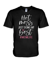 Hot Mess Just Doing My Best Mom Life V-Neck T-Shirt tile