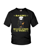 Baking Because Murder Is Wrong Cat Youth T-Shirt tile