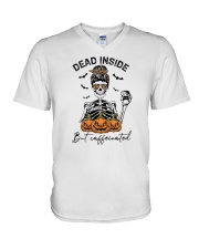 Dead Inside But Caffeinated V-Neck T-Shirt tile