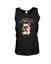 Gamer Girl Pug Unisex Tank tile