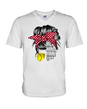 This Mom Loves Her Softball Girl To The Moon Back V-Neck T-Shirt tile