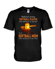 Behind Every Softball Player Softball Mom V-Neck T-Shirt tile