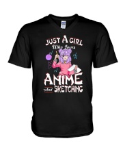 Just A Girl Who Loves Anime And Sketching V-Neck T-Shirt tile