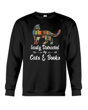 Easily Distracted By Cats And Books Crewneck Sweatshirt tile