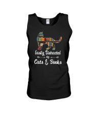 Easily Distracted By Cats And Books Unisex Tank tile