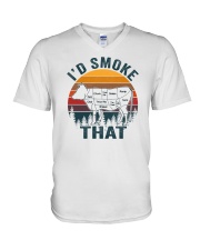 I'd Smoke That Cow BBQ V-Neck T-Shirt tile