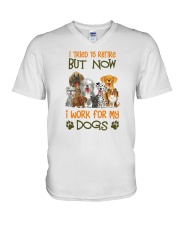 I Tried Yo Retire But Now I Work For My Dogs V-Neck T-Shirt tile