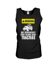 Warning May Spontaneously Start Talking Tractors Unisex Tank tile
