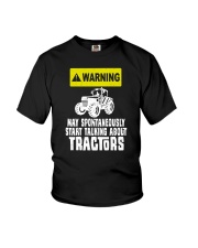 Warning May Spontaneously Start Talking Tractors Youth T-Shirt tile