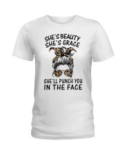 She's Beauty She's Grace She'll Punch you Ladies T-Shirt tile
