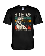 Let's Eat Kids Punctuation Saves Lives V-Neck T-Shirt tile