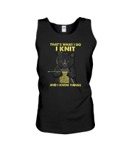 I Knit And I Know Things Cat Unisex Tank tile